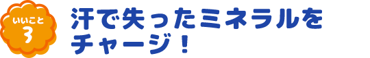 いいこと3 汗で失ったミネラルをチャージ!