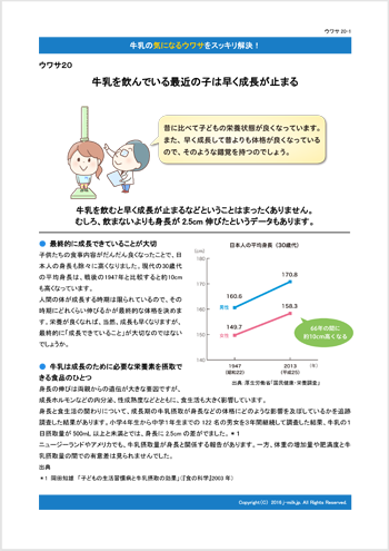ウワサ20 牛乳を飲んでいる最近の子は早く成長が止まる