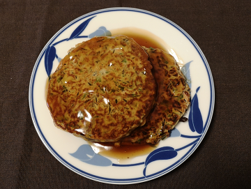 小エビとひじきのシャキッとあんかけねぎ焼き