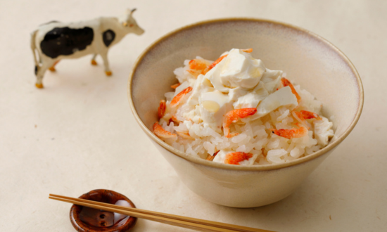 豆腐と桜エビのミルク炊き込みごはん