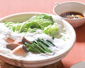 白菜と鮭のミルク鍋