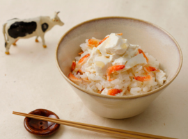 豆腐と桜エビのミルク炊き込みごはん